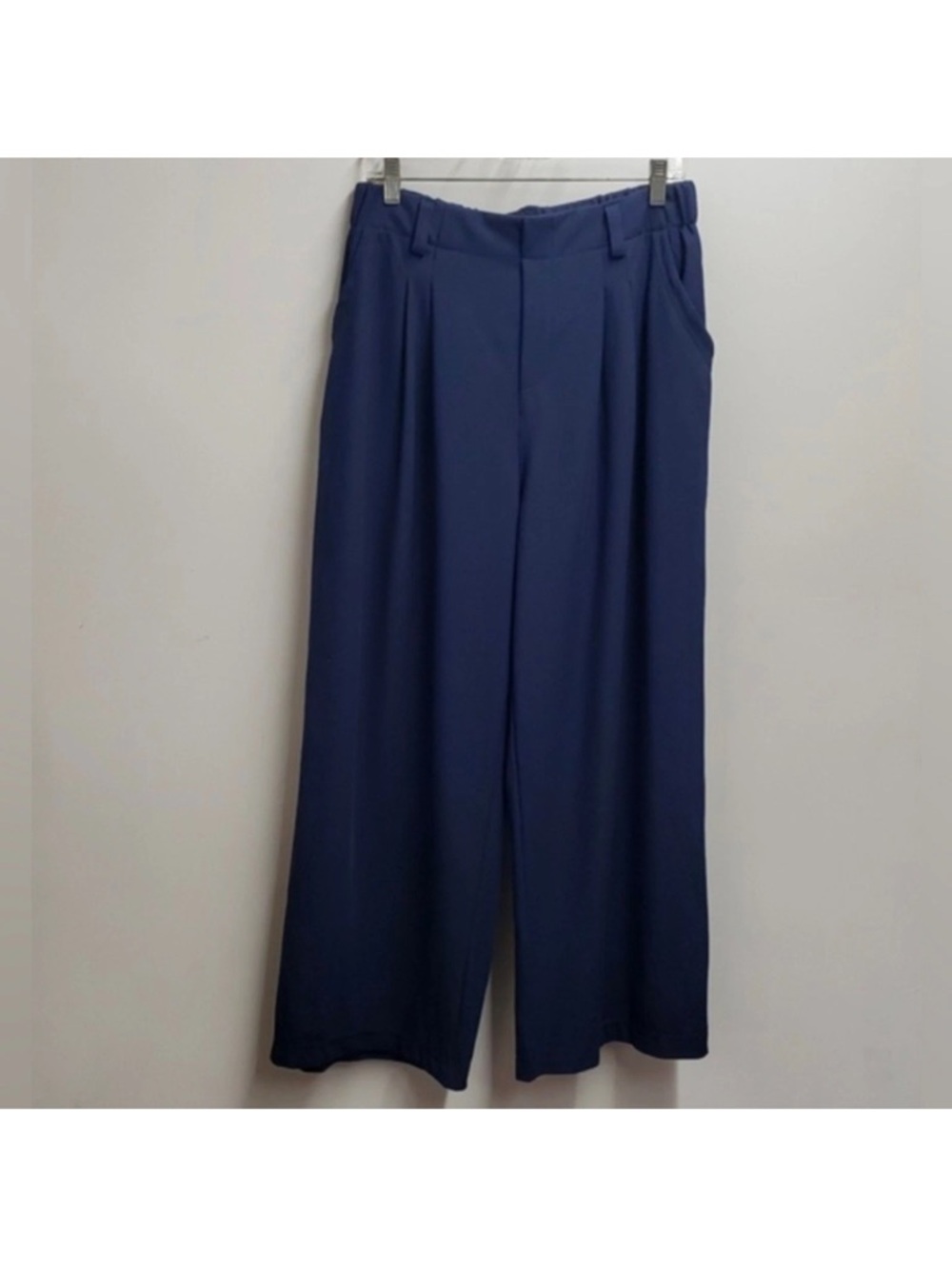 HALARA Navy Wide-Leg Waffle Trousers